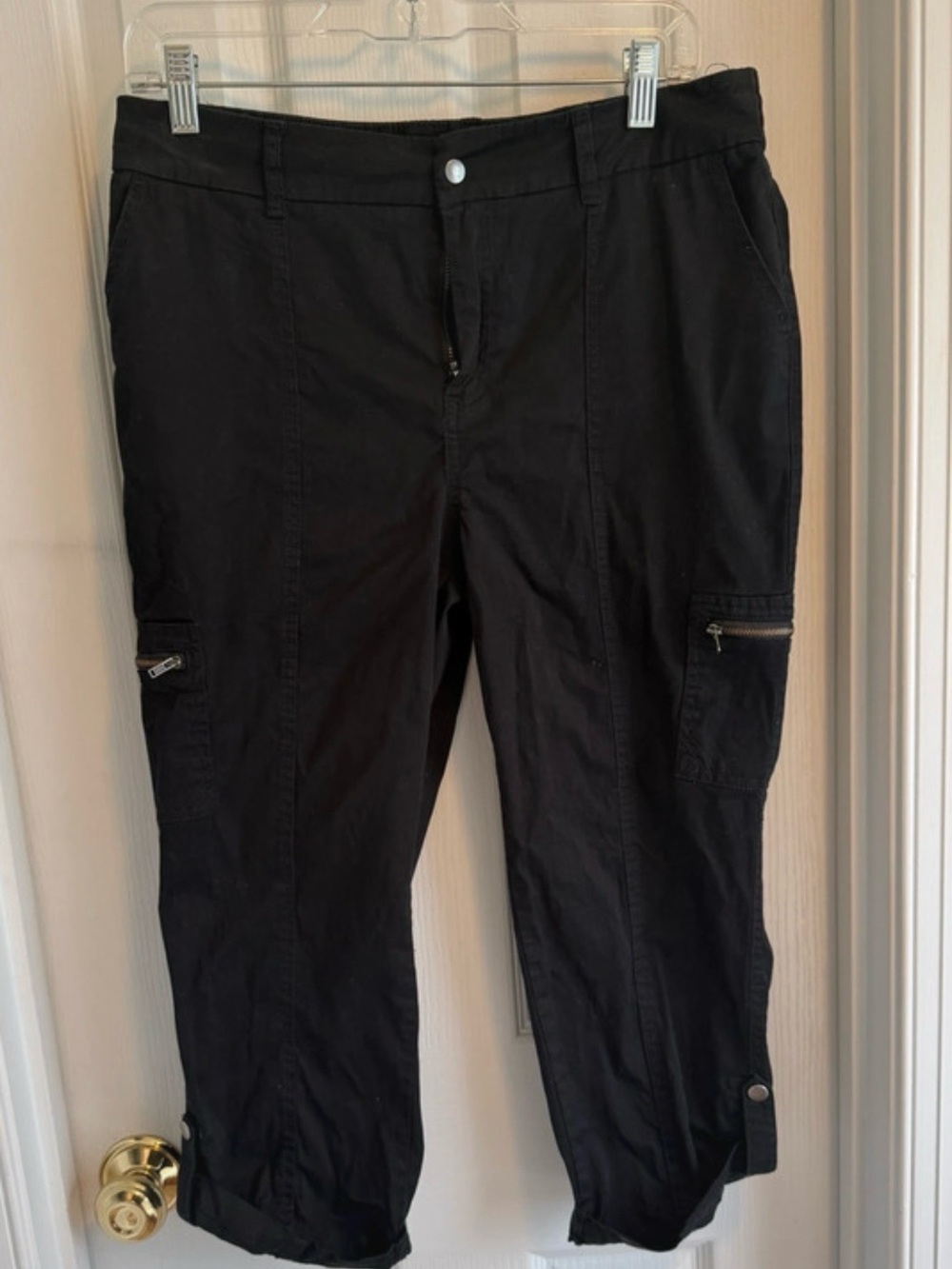 Cato Black Cargo Capris with Zip Pockets